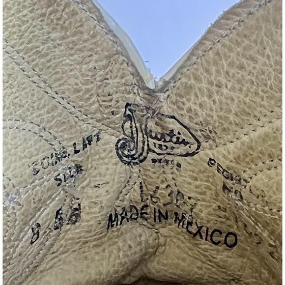 Vintage Justin Cowboy Boots Brown Orange Suede Leather Womens Size 8.5B Western - Picture 12 of 13